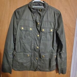 J CREW RELAX BOYFRIEND FIELD JACKET. SMALL DARK GREEN GOLD HARDWARE